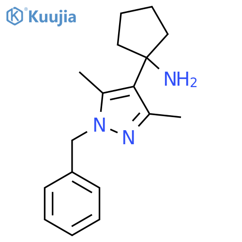 1-(1-benzyl-3,5-dimethyl-1H-pyrazol-4-yl)cyclopentan-1-amine structure