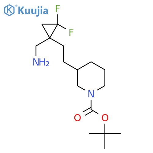 tert-butyl 3-{2-1-(aminomethyl)-2,2-difluorocyclopropylethyl}piperidine-1-carboxylate structure