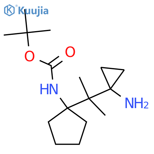 tert-butyl N-{1-2-(1-aminocyclopropyl)propan-2-ylcyclopentyl}carbamate structure