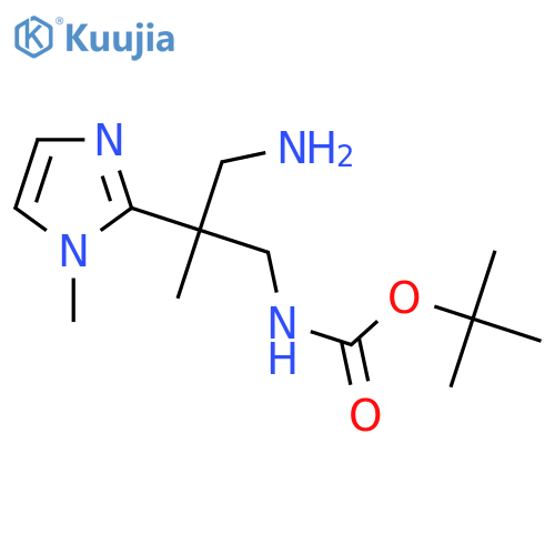tert-butyl N-3-amino-2-methyl-2-(1-methyl-1H-imidazol-2-yl)propylcarbamate structure