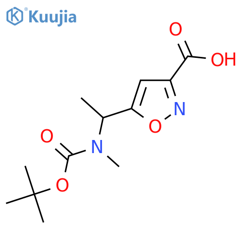 5-(1-{(tert-butoxy)carbonyl(methyl)amino}ethyl)-1,2-oxazole-3-carboxylic acid structure