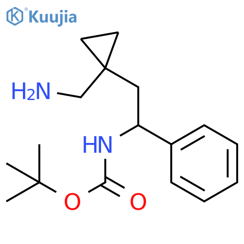 tert-butyl N-{2-1-(aminomethyl)cyclopropyl-1-phenylethyl}carbamate structure