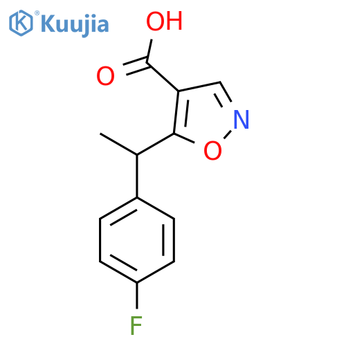 5-1-(4-fluorophenyl)ethyl-1,2-oxazole-4-carboxylic acid structure
