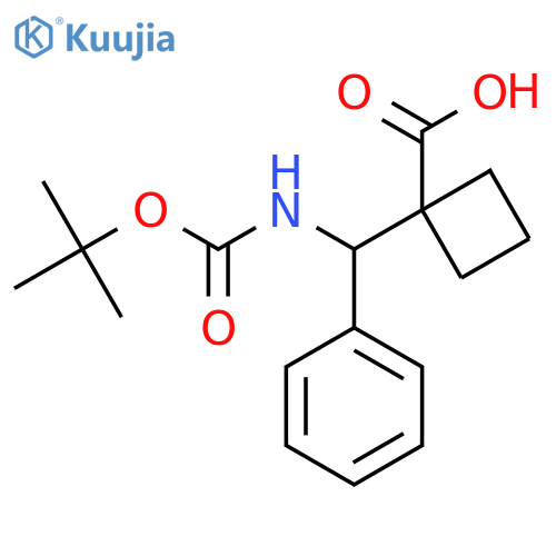 1-({[(Tert-butoxy)carbonyl]amino}(phenyl)methyl)cyclobutane-1-carboxylic acid structure