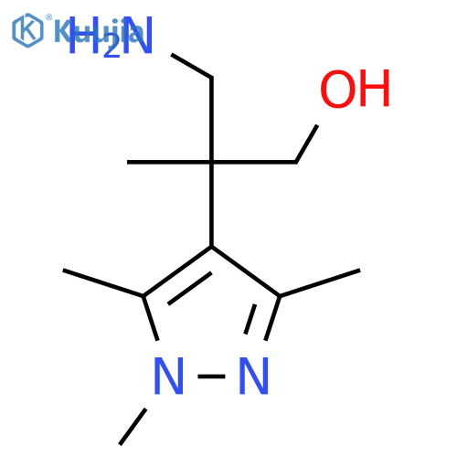 3-amino-2-methyl-2-(trimethyl-1H-pyrazol-4-yl)propan-1-ol structure