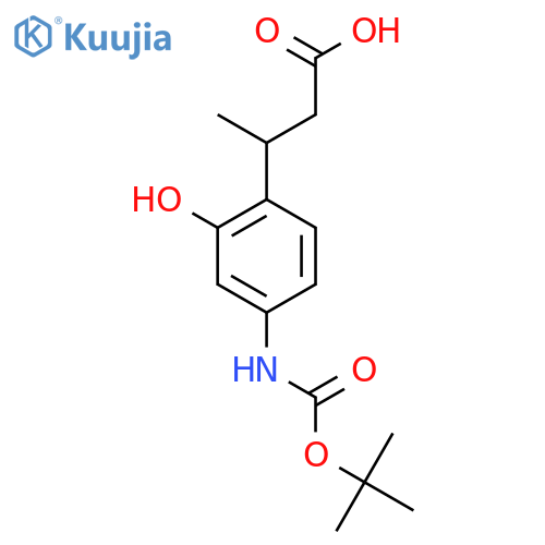 3-(4-{(tert-butoxy)carbonylamino}-2-hydroxyphenyl)butanoic acid structure