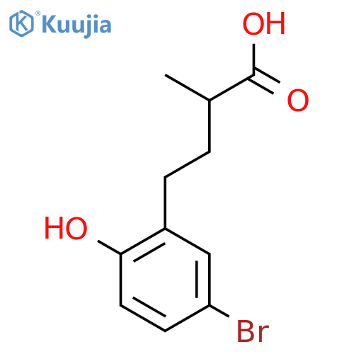 4-(5-bromo-2-hydroxyphenyl)-2-methylbutanoic acid structure