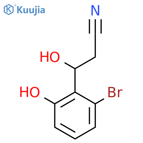 3-(2-bromo-6-hydroxyphenyl)-3-hydroxypropanenitrile structure