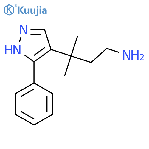 3-methyl-3-(3-phenyl-1H-pyrazol-4-yl)butan-1-amine structure