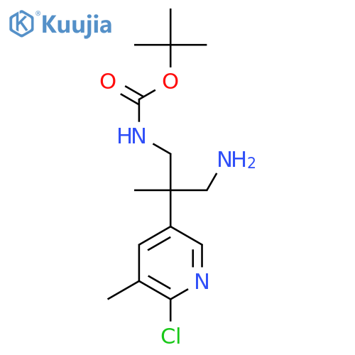 tert-butyl N-3-amino-2-(6-chloro-5-methylpyridin-3-yl)-2-methylpropylcarbamate structure