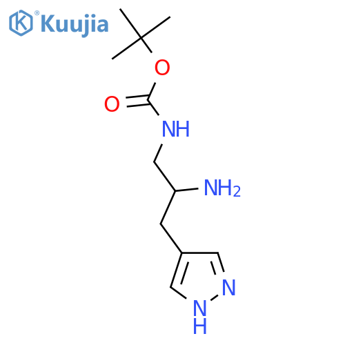 tert-butyl N-2-amino-3-(1H-pyrazol-4-yl)propylcarbamate structure