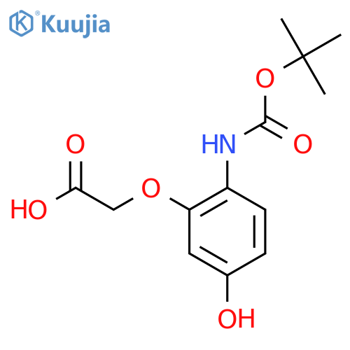 2-(2-{(tert-butoxy)carbonylamino}-5-hydroxyphenoxy)acetic acid structure