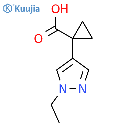 1-(1-ethyl-1H-pyrazol-4-yl)cyclopropane-1-carboxylic acid structure