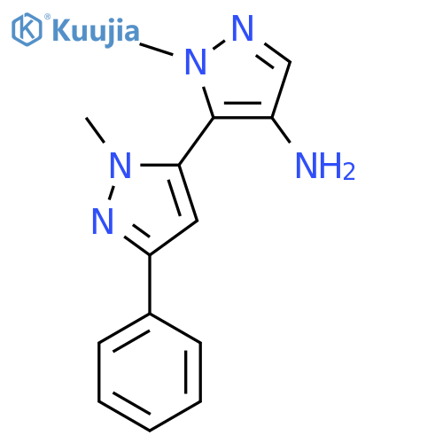 1-methyl-5-(1-methyl-3-phenyl-1H-pyrazol-5-yl)-1H-pyrazol-4-amine structure