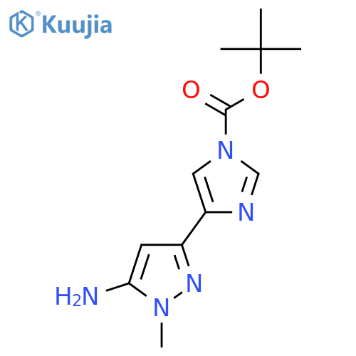 tert-butyl 4-(5-amino-1-methyl-1H-pyrazol-3-yl)-1H-imidazole-1-carboxylate structure