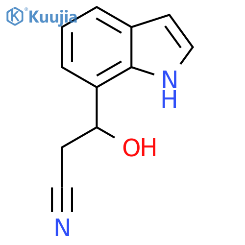 3-hydroxy-3-(1H-indol-7-yl)propanenitrile structure