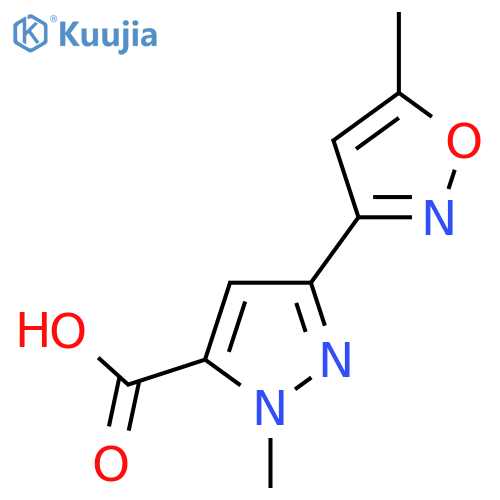 1-methyl-3-(5-methyl-1,2-oxazol-3-yl)-1H-pyrazole-5-carboxylic acid structure