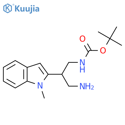 tert-butyl N-3-amino-2-(1-methyl-1H-indol-2-yl)propylcarbamate structure