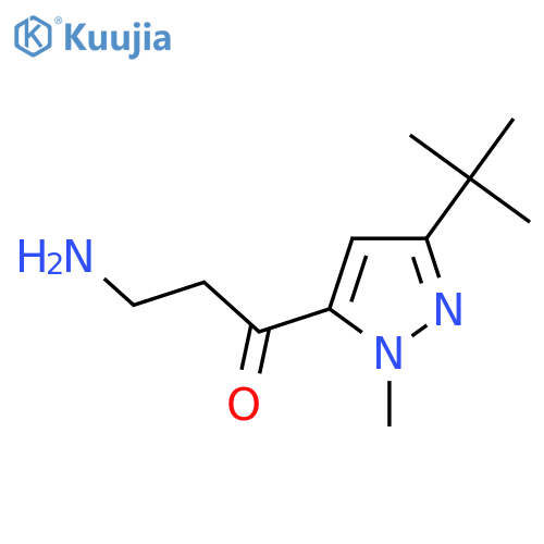 3-amino-1-(3-tert-butyl-1-methyl-1H-pyrazol-5-yl)propan-1-one structure