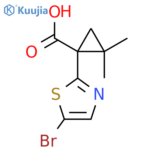 1-(5-bromo-1,3-thiazol-2-yl)-2,2-dimethylcyclopropane-1-carboxylic acid structure
