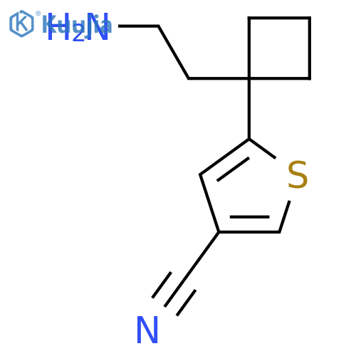 5-1-(2-aminoethyl)cyclobutylthiophene-3-carbonitrile structure