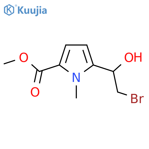 methyl 5-(2-bromo-1-hydroxyethyl)-1-methyl-1H-pyrrole-2-carboxylate structure