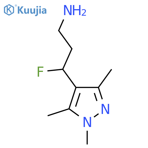 3-fluoro-3-(trimethyl-1H-pyrazol-4-yl)propan-1-amine structure