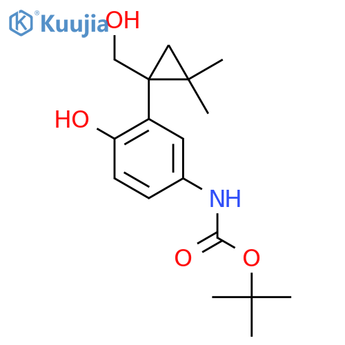 tert-butyl N-{4-hydroxy-3-1-(hydroxymethyl)-2,2-dimethylcyclopropylphenyl}carbamate structure