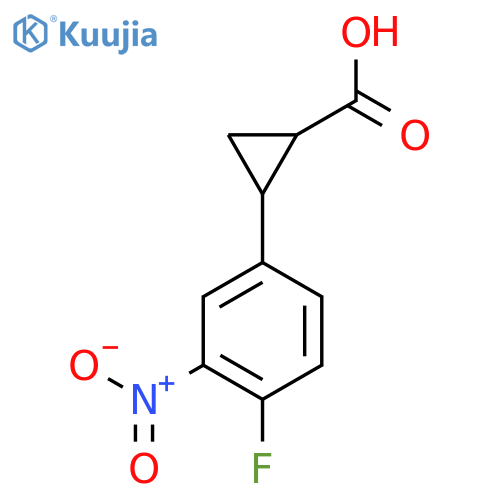 2-(4-Fluoro-3-nitrophenyl)cyclopropane-1-carboxylic acid structure