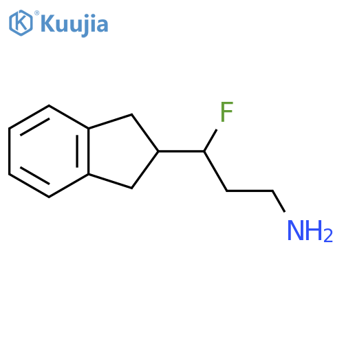 3-(2,3-dihydro-1H-inden-2-yl)-3-fluoropropan-1-amine structure