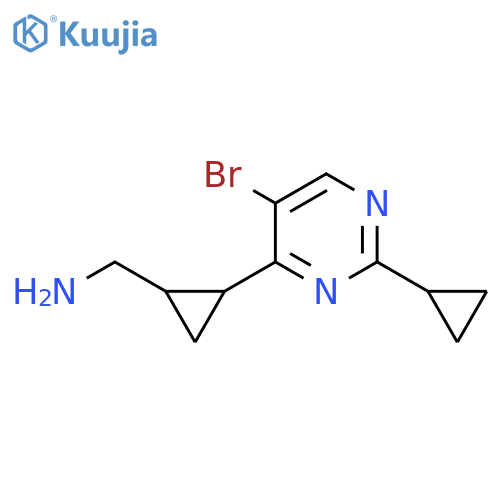 2-(5-bromo-2-cyclopropylpyrimidin-4-yl)cyclopropylmethanamine structure