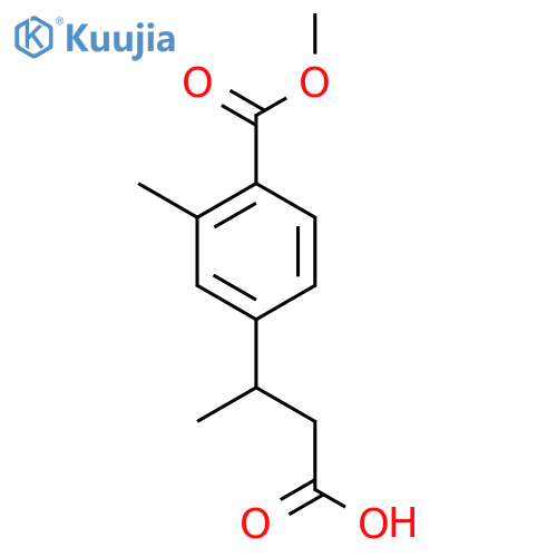 3-4-(methoxycarbonyl)-3-methylphenylbutanoic acid structure