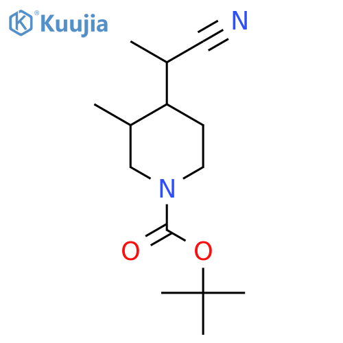 tert-butyl 4-(1-cyanoethyl)-3-methylpiperidine-1-carboxylate structure