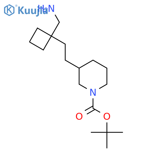tert-butyl 3-{2-1-(aminomethyl)cyclobutylethyl}piperidine-1-carboxylate structure