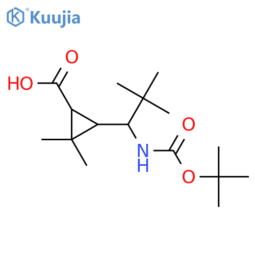 3-(1-{(tert-butoxy)carbonylamino}-2,2-dimethylpropyl)-2,2-dimethylcyclopropane-1-carboxylic acid structure