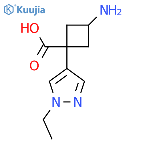 3-amino-1-(1-ethyl-1H-pyrazol-4-yl)cyclobutane-1-carboxylic acid structure