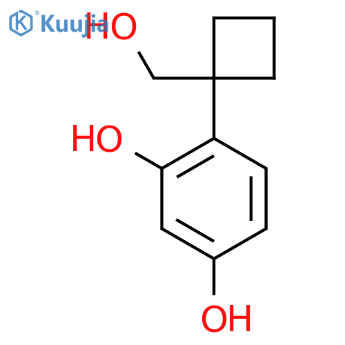 4-1-(hydroxymethyl)cyclobutylbenzene-1,3-diol structure