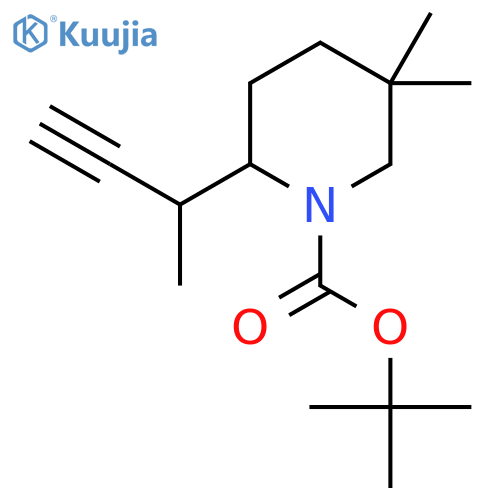 tert-butyl 2-(but-3-yn-2-yl)-5,5-dimethylpiperidine-1-carboxylate structure