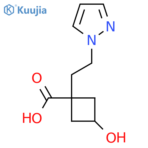 3-hydroxy-1-2-(1H-pyrazol-1-yl)ethylcyclobutane-1-carboxylic acid structure