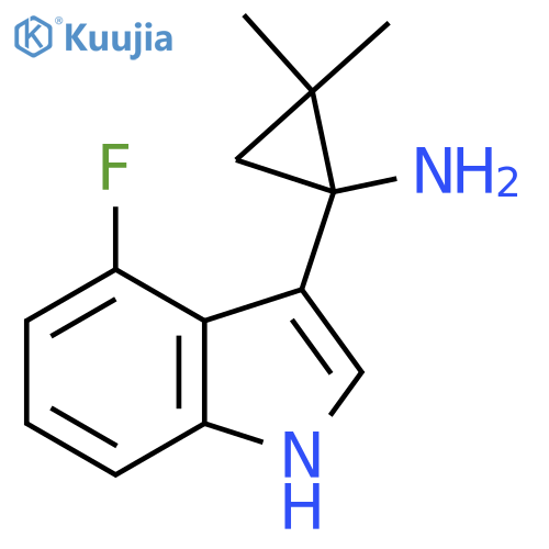 1-(4-fluoro-1H-indol-3-yl)-2,2-dimethylcyclopropan-1-amine structure
