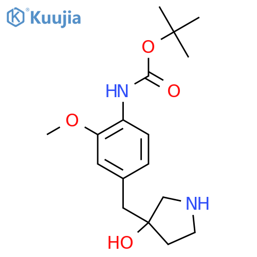 tert-butyl N-{4-(3-hydroxypyrrolidin-3-yl)methyl-2-methoxyphenyl}carbamate structure