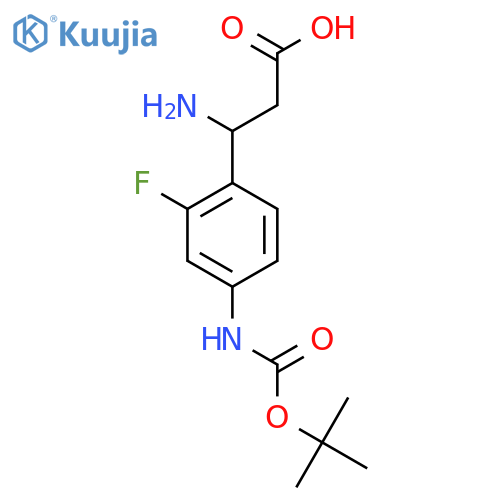 3-amino-3-(4-{(tert-butoxy)carbonylamino}-2-fluorophenyl)propanoic acid structure