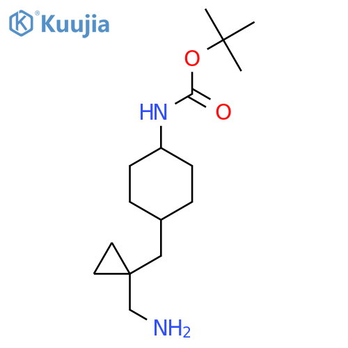 tert-butyl N-(4-{1-(aminomethyl)cyclopropylmethyl}cyclohexyl)carbamate structure