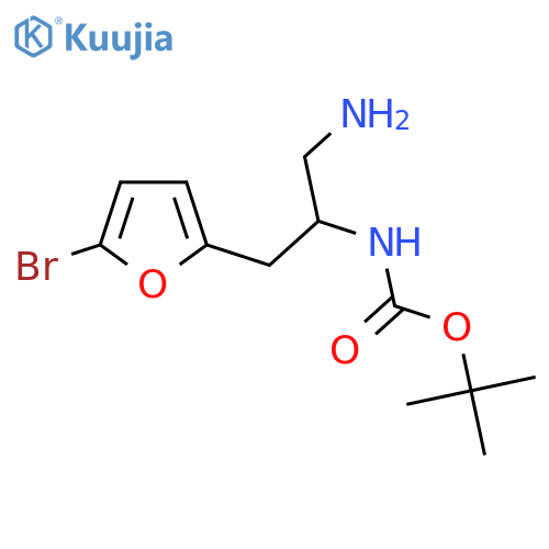 tert-butyl N-1-amino-3-(5-bromofuran-2-yl)propan-2-ylcarbamate structure