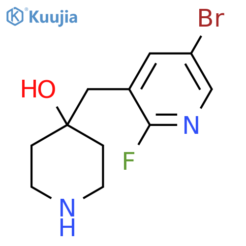 4-(5-bromo-2-fluoropyridin-3-yl)methylpiperidin-4-ol structure