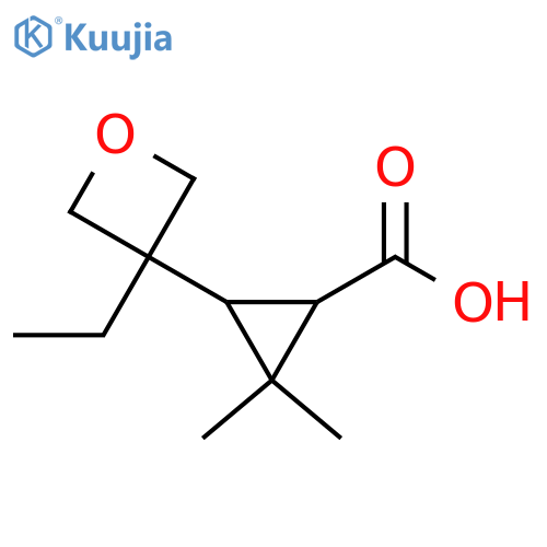 3-(3-ethyloxetan-3-yl)-2,2-dimethylcyclopropane-1-carboxylic acid structure