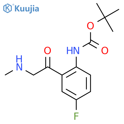 tert-butyl N-{4-fluoro-2-2-(methylamino)acetylphenyl}carbamate structure