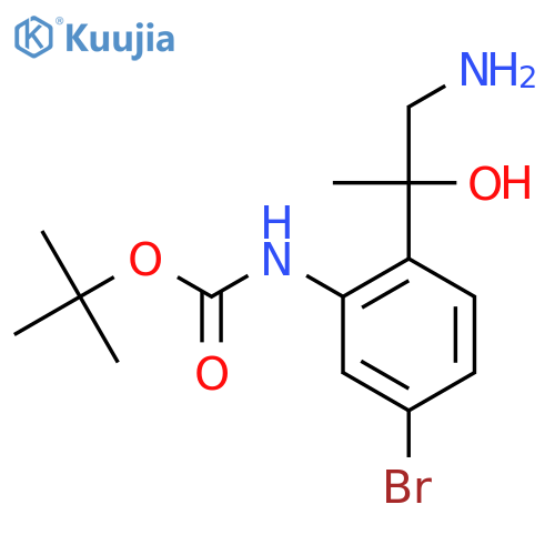 tert-butyl N-2-(1-amino-2-hydroxypropan-2-yl)-5-bromophenylcarbamate structure