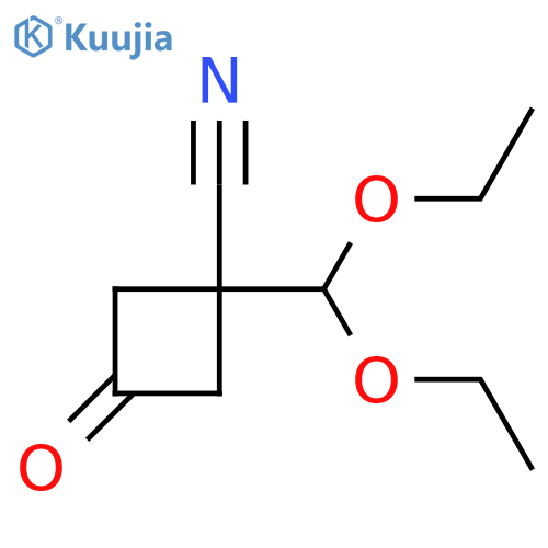 1-(diethoxymethyl)-3-oxocyclobutane-1-carbonitrile structure