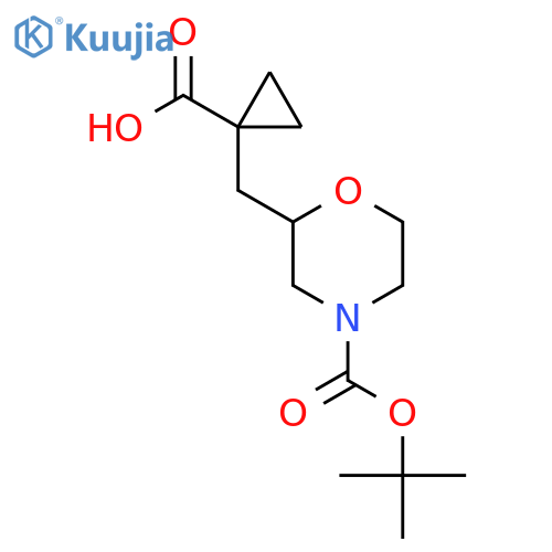 1-({4-(tert-butoxy)carbonylmorpholin-2-yl}methyl)cyclopropane-1-carboxylic acid structure